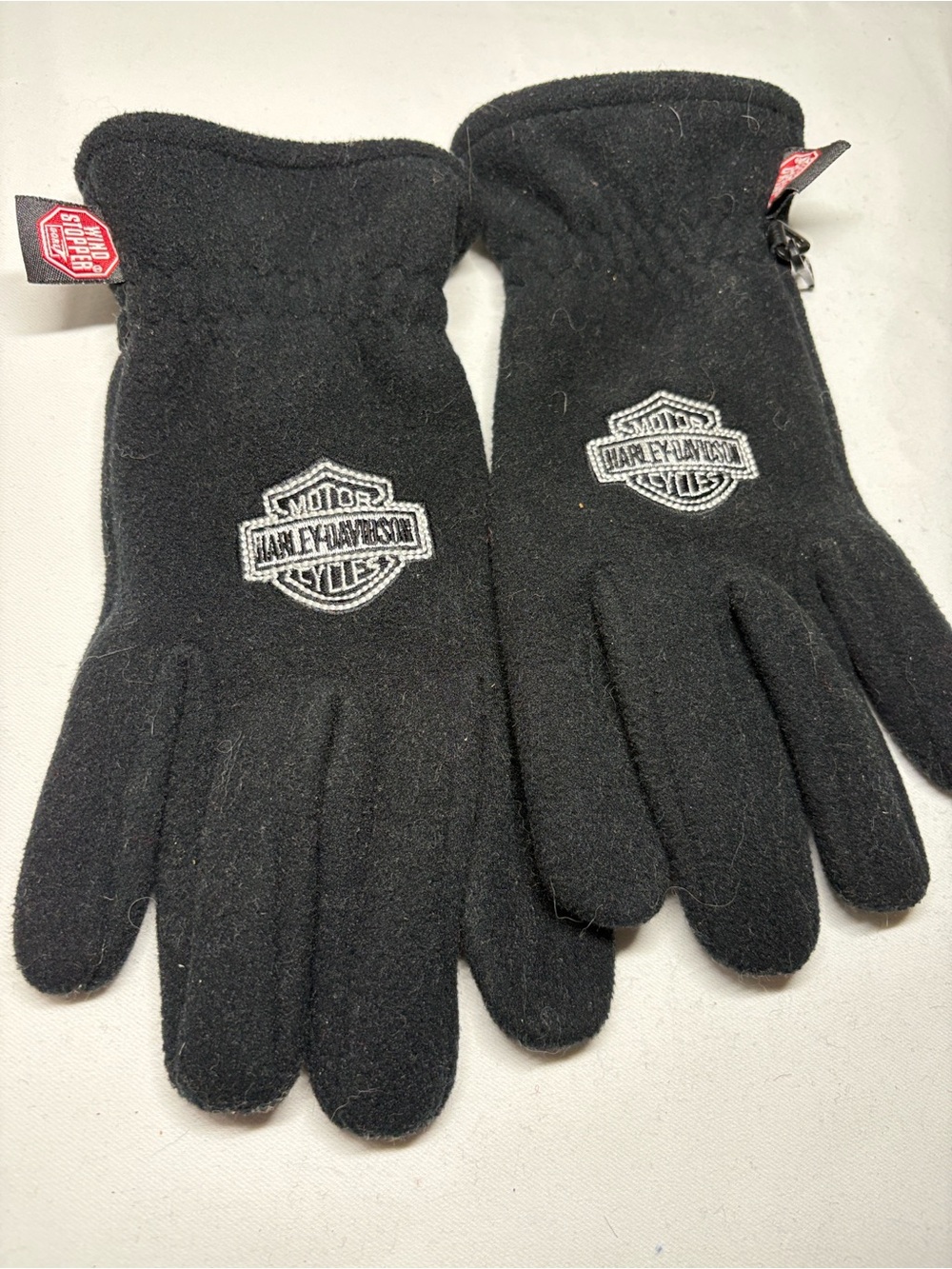 Harley Davidson Wind Stopper Black Poly Gloves Size S
